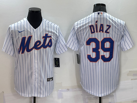 Men's New York Mets Edwin Diaz #39 White Replica Baseball Jersey1