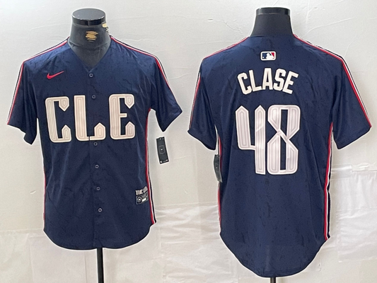 Men's Cleveland Guardians Emmanuel Clase #48 Navy 2024 City Connect Limited Jersey1