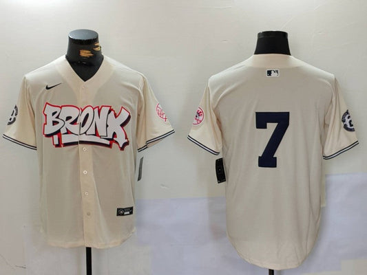 Men's New York Yankees Mickey Mantle #7 Cream Player Name jersey