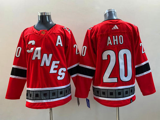 Men's Carolina Hurricanes Sebastian Aho #20 Red Player jersey