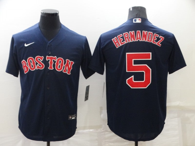 Men's Boston Red Sox Enrique Hernandez #5 Navy Replica Baseball Jersey1