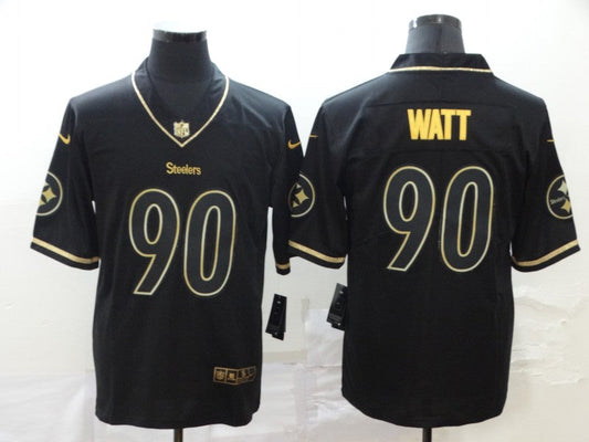 Men's Pittsburgh Steelers #90 T.J. Watt Black Authentic Player Jersey1