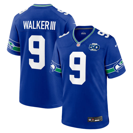 Seattle Seahawks Kenneth Walker III Royal Alternate 50th Season Game Jersey