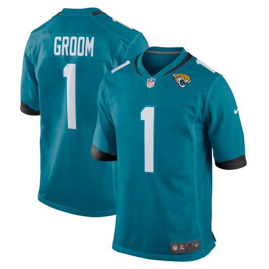 Jacksonville Jaguars Number 1 Groom Teal Game Jersey