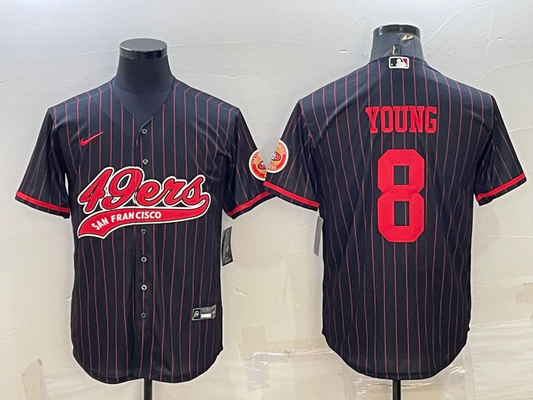 Men's San Francisco 49ers Steve Young #8 Black Player Jersey1 Joint Edition