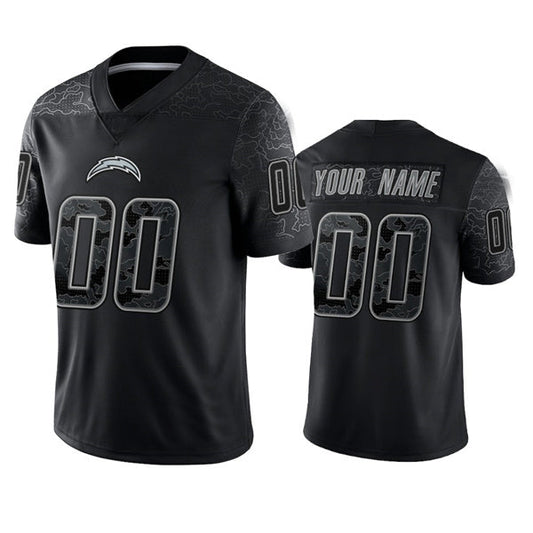 custom Los Angeles Chargers Active Player Black Reflective Limited Stitched Football jersey  American Jerseys