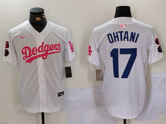 Men's Los Angeles Dodgers Shohei Ohtani #17 White Limited Game Player Jersey1