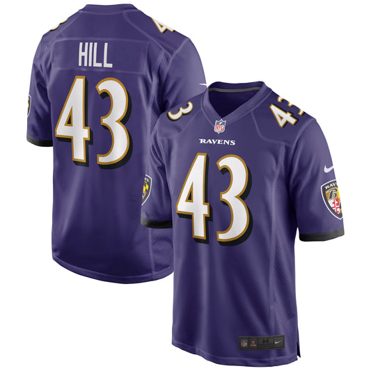 Baltimore Ravens Justice Hill Purple Game Jersey