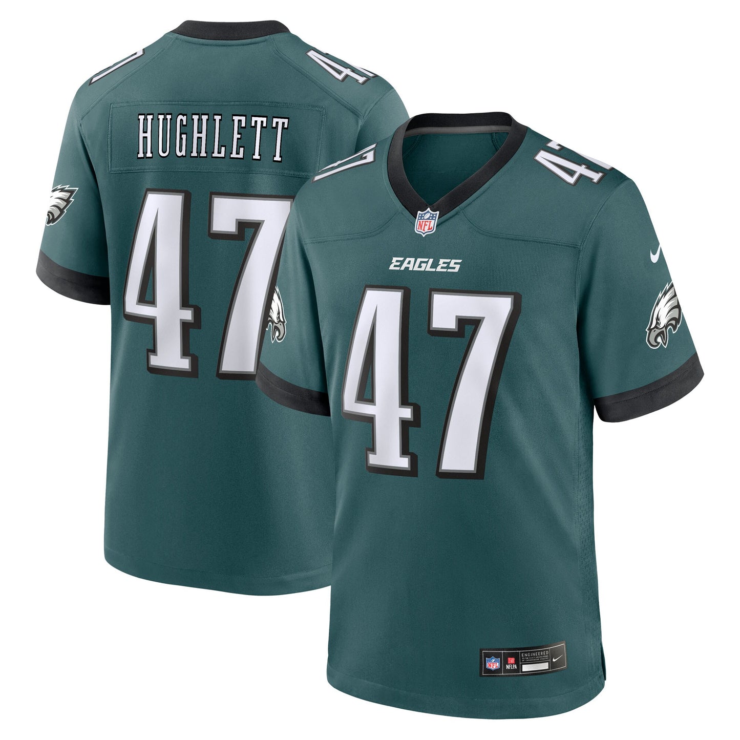 Philadelphia Eagles Charley Hughlett Midnight Green Team Game Jersey