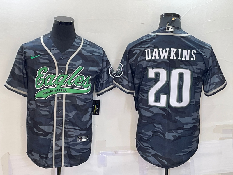 Men's Philadelphia Eagles Brian Dawkins #20 Grey Camouflage Game jersey Joint Edition