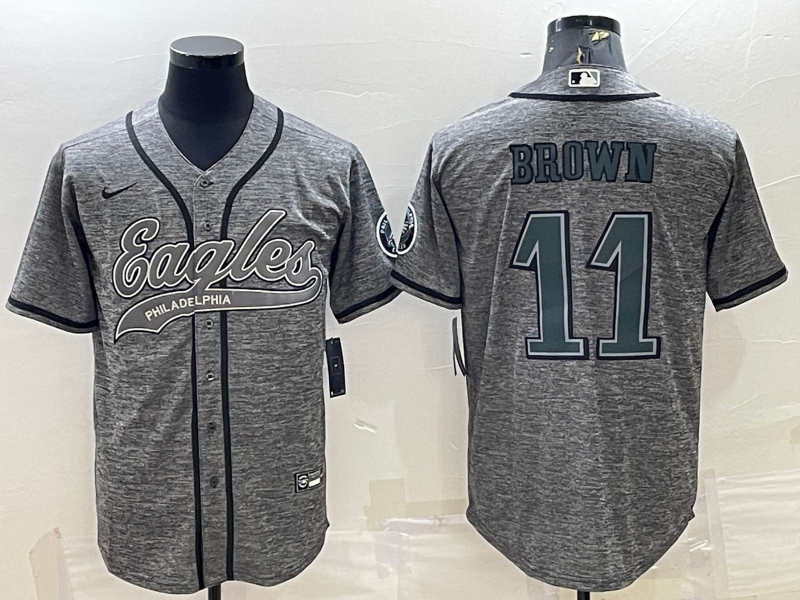 Men's Philadelphia Eagles A.J. Brown #11 Gray Player jersey Joint Edition