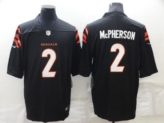 Men's Cincinnati Bengals Evan McPherson #2 Black Game Jersey1