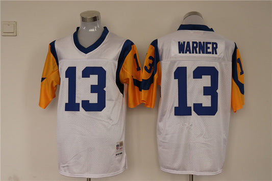 Men's San Louis Rams Kurt Warner Mitchell & Ness White Legacy Replica Jersey1