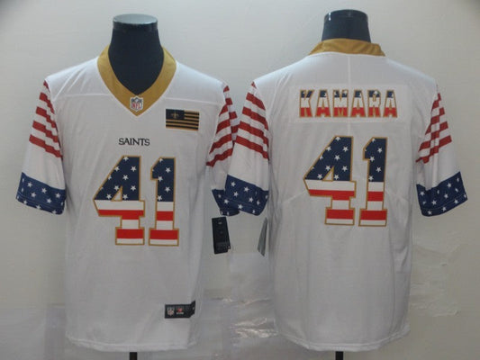 Men's New Orleans Saints Alvin Kamara #41 White Authentic Game Jersey1