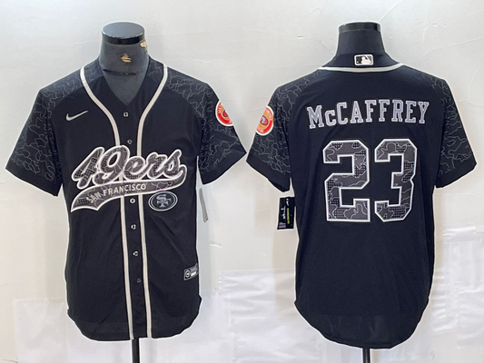 Men's San Francisco 49ers Christian McCaffrey #23 Black RFLCTV Limited jersey Joint Edition