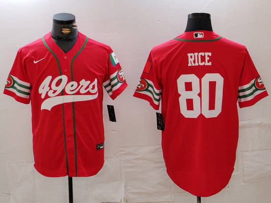 Men's San Francisco 49ers Jerry Rice #80 Scarlet Game Player jersey