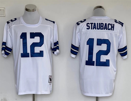 Men's Dallas Cowboys Roger Staubach Mitchell & Ness White Legacy Replica Jersey1