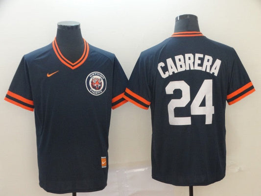 Men's Detroit Tigers Miguel Cabrera #24 Navy Replica Player Jersey1