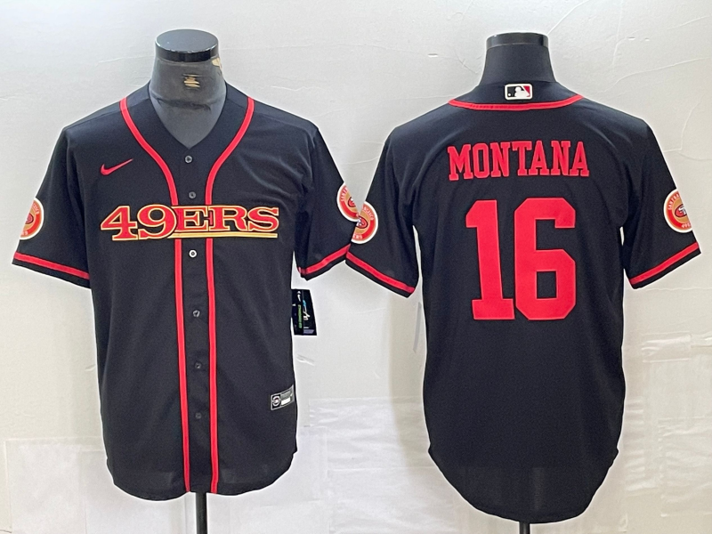 Men's San Francisco 49ers Joe Montana #16 Black Joint Edition Player jersey