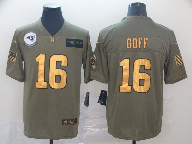 Men's Los Angeles Rams Jared Goff #16 Brown Game Player jersey