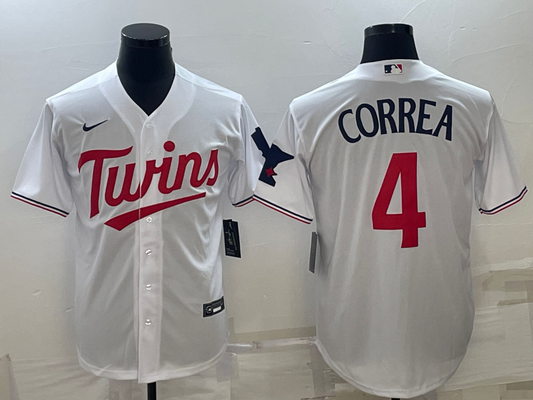 Men's Minnesota Twins Carlos Correa #4 White Home Replica Player jersey