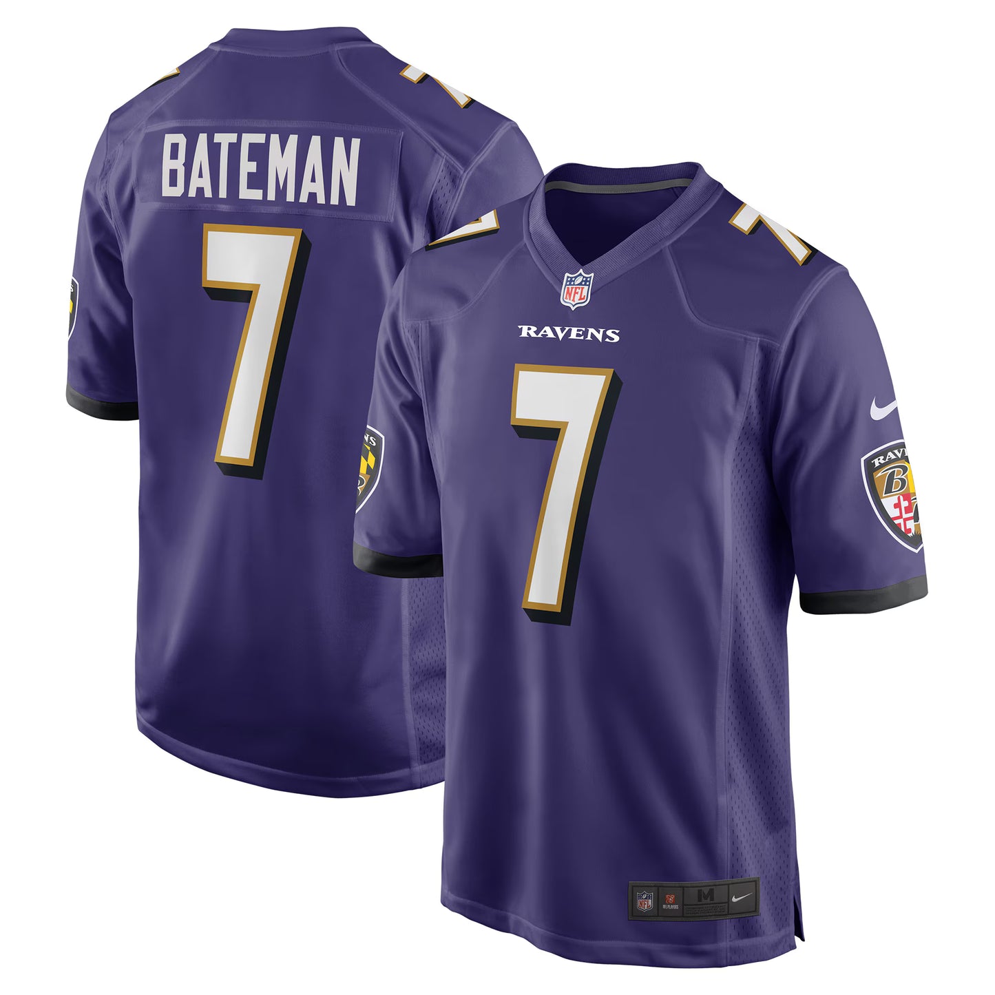 Baltimore Ravens Rashod Bateman Purple Game Player Jersey