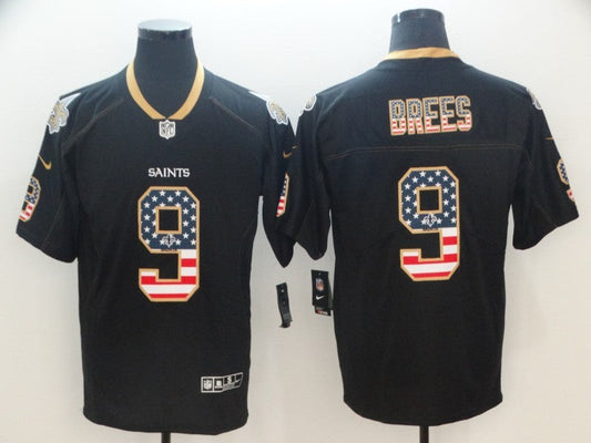 Men's New Orleans Saints #9 Drew Brees Black Player Jersey1