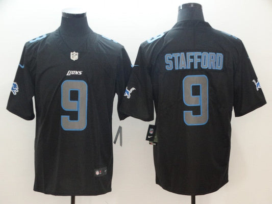 Men's Detroit Lions #9 Matthew Stafford Black Player Game Jersey1