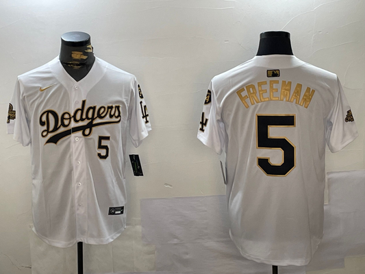 Men's Los Angeles Dodgers Freddie Freeman #5 White Game Player Jersey1
