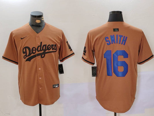 Men's Los Angeles Dodgers Will Smith #16 Brown Game Player Jersey1