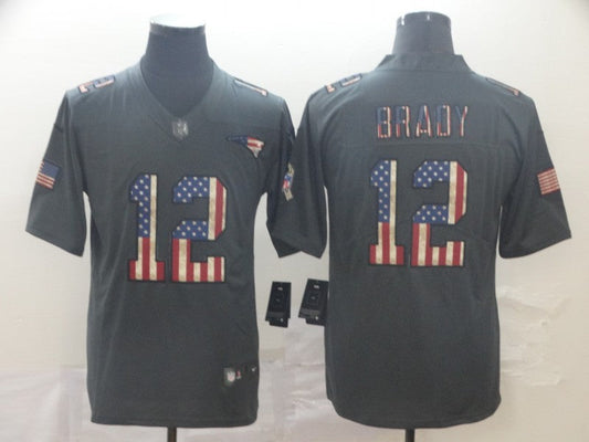 Men's New England Patriots Tom Brady #12 Black Player Jersey1