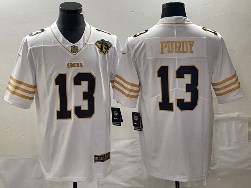 Men's San Francisco 49ers Brock Purdy #13 White 75th Anniversary Game jersey
