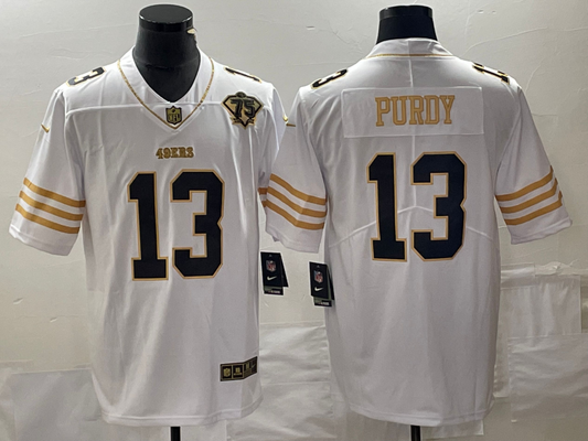 Men's San Francisco 49ers Brock Purdy #13 White 75th Anniversary Game jersey