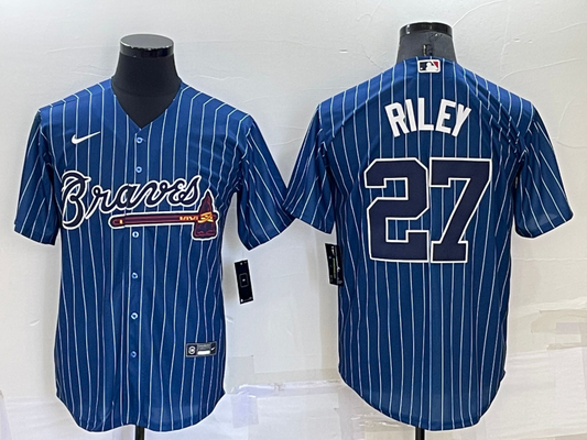Men's Atlanta Braves Austin Riley #27 Blue Replica Player Jersey1