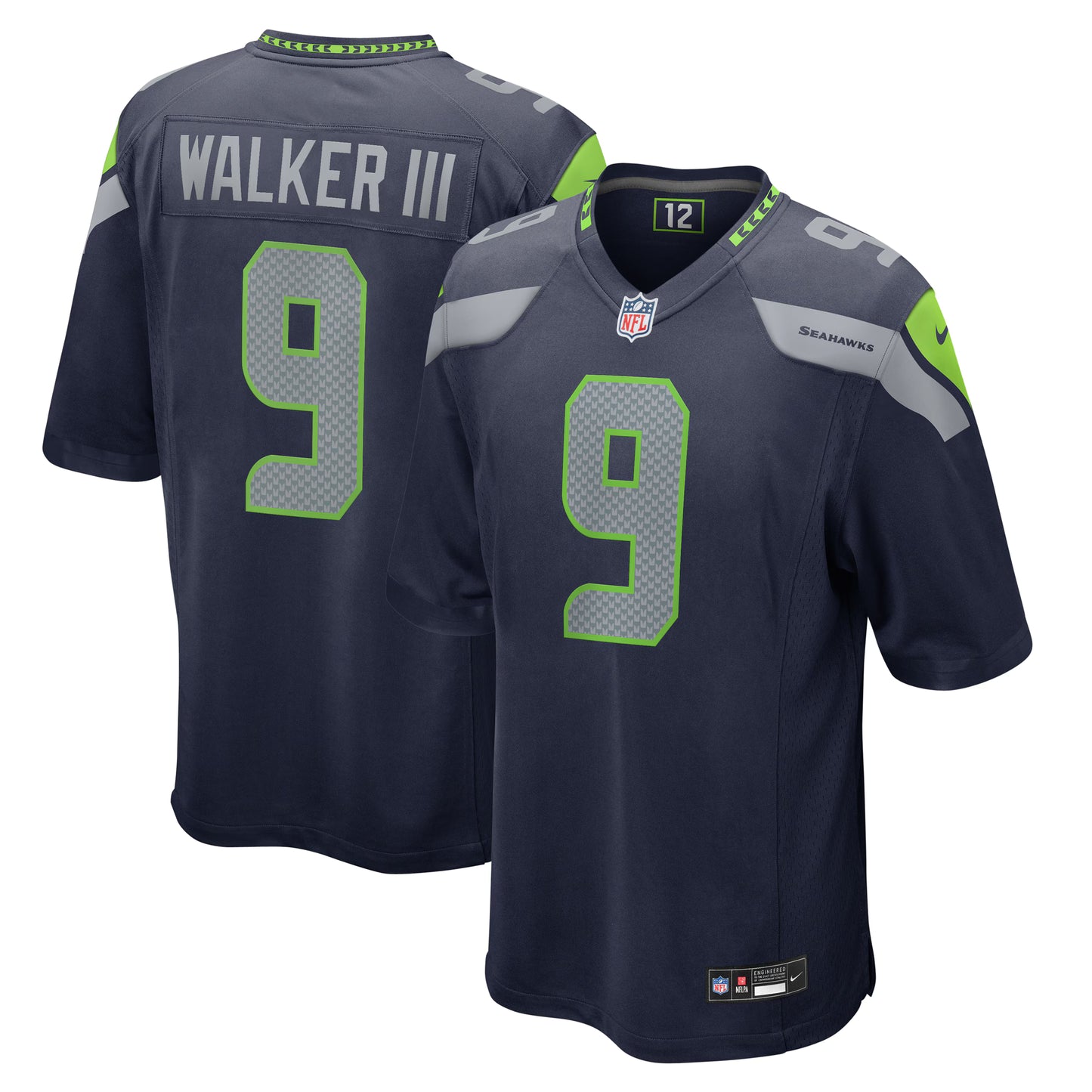 Seattle Seahawks Kenneth Walker III College Navy Team Game Jersey