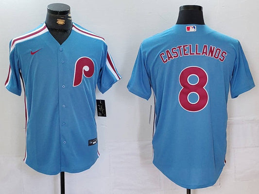 Men's Philadelphia Phillies Nick Castellanos #8 Light Blue Alternate Limited Jersey1