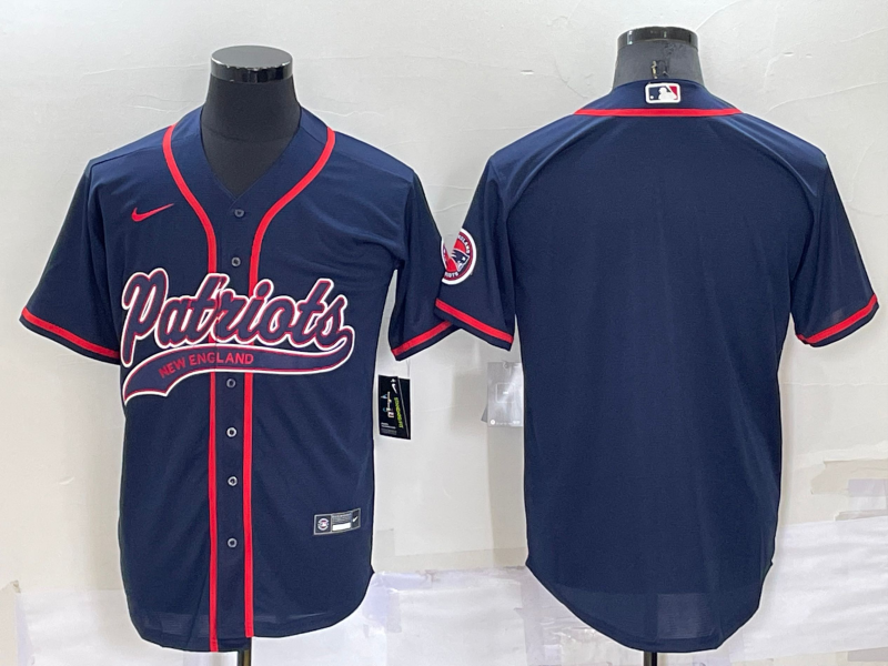 Men's New England Patriots Navy Blank jersey