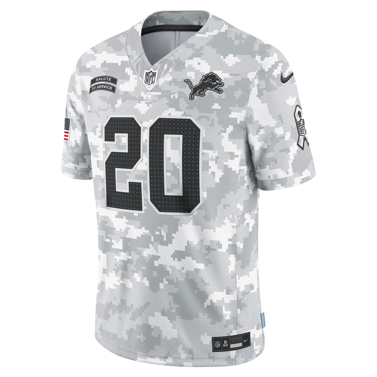Barry Sanders Detroit Lions Nike 2024 Salute to Service Retired   Limited Jersey - Arctic Camo