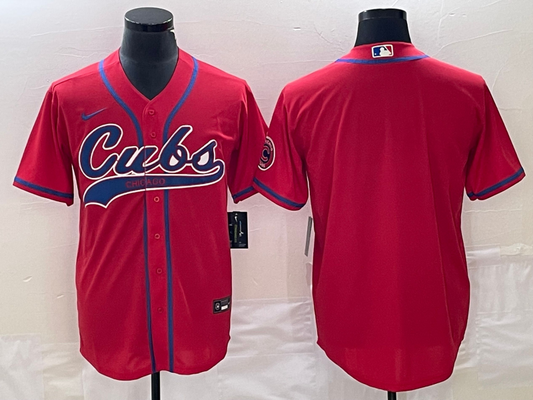 Men's Chicago Cubs Red Blank Replica Jersey