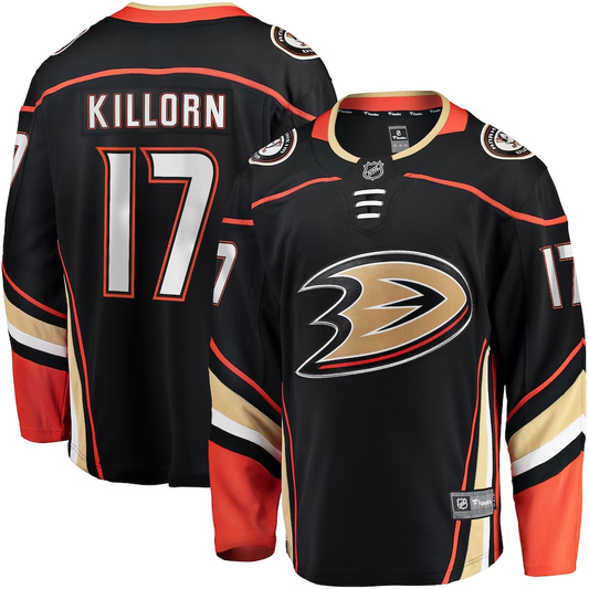 Men's Anaheim Ducks Alex Killorn #17 Black Home Breakaway jersey