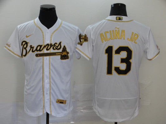 Men's Atlanta Braves Ronald Acuna Jr. #13 White Replica Player Jersey1