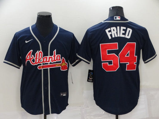Men's Atlanta Braves Max Fried #54 Navy Replica Player Jersey1