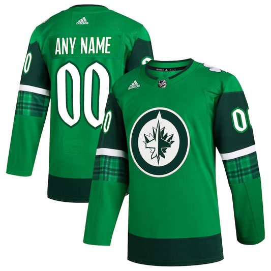 Men's Winnipeg Jets Kelly Green St. Patrick's Day Authentic Custom jersey
