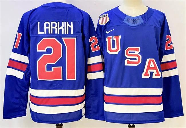 Dylan Larkin Jersey #21 Team USA Hockey 2025-2026 Premium All Stitched