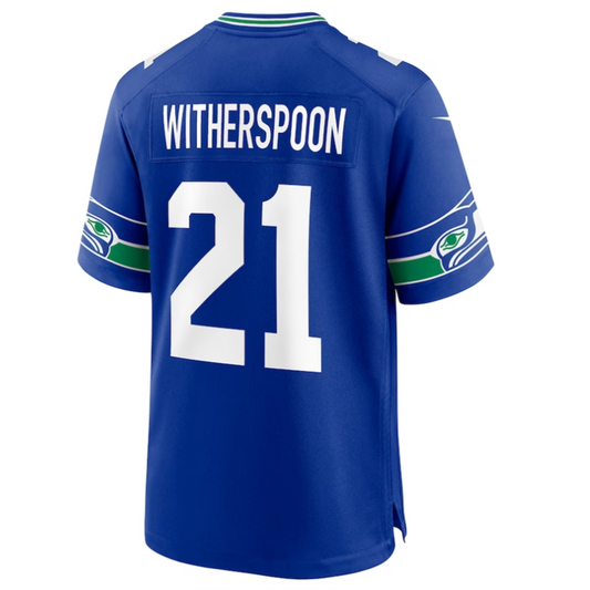 #21 Devon Witherspoon Player S.Seahawks Royal Throwback Game Football Jerseys