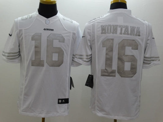 Men's San Francisco 49ers Joe Montana #16 White Stitched Game jersey