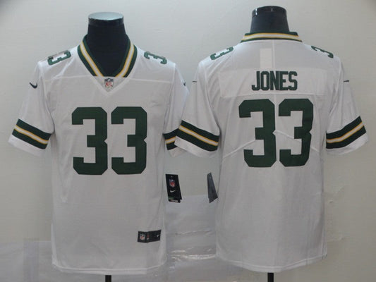 Men's Green Bay Packers Aaron Jones #33 White Player Game Jersey1