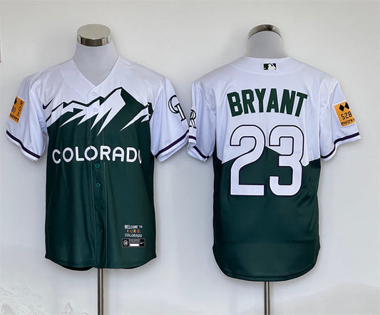 Men's Colorado Rockies Kris Bryant #23 Green City Connect Replica Player Jersey1