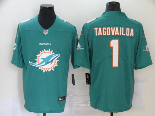 Men's Miami Dolphins Tua Tagovailoa #1 Green Game Player jersey