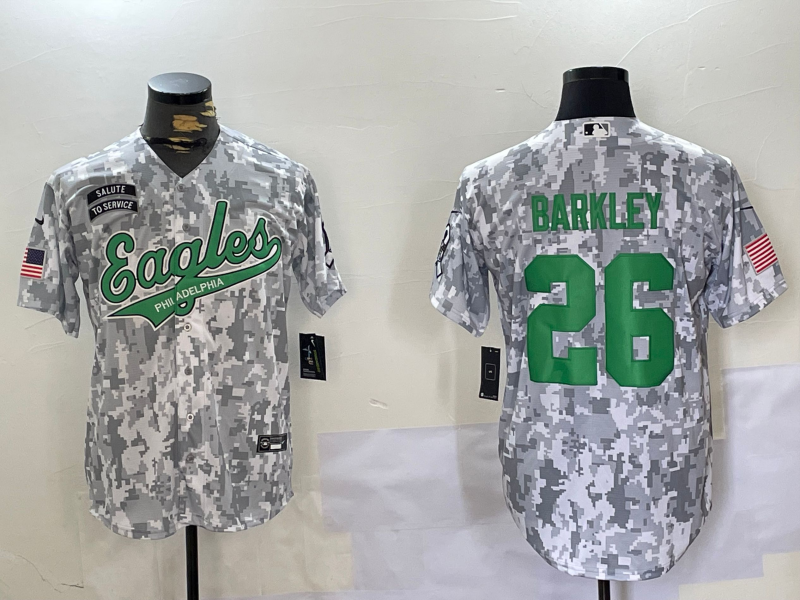 Men's Philadelphia Eagles Saquon Barkley #26 Arctic Camo 2024 Salute to Service Player Jersey1